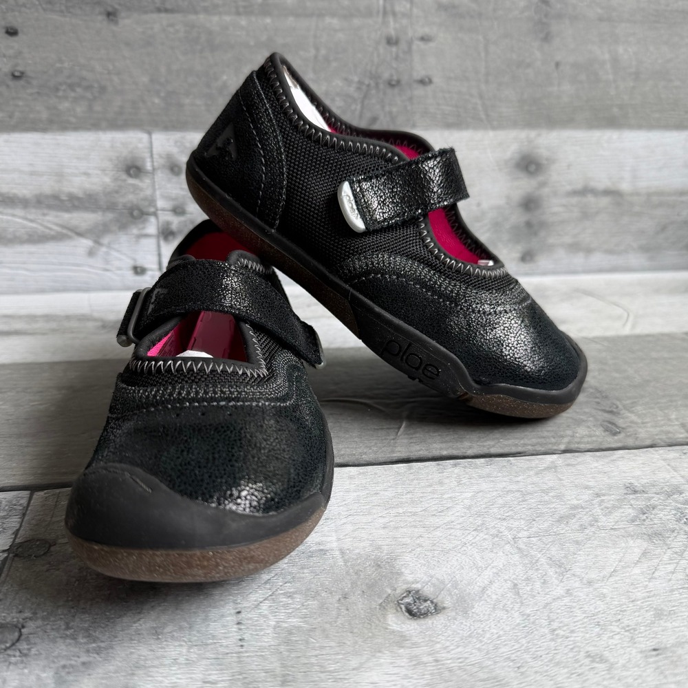 Plae Emme Black Shimmer Mary Jane Sneakers Kids 10.5 US